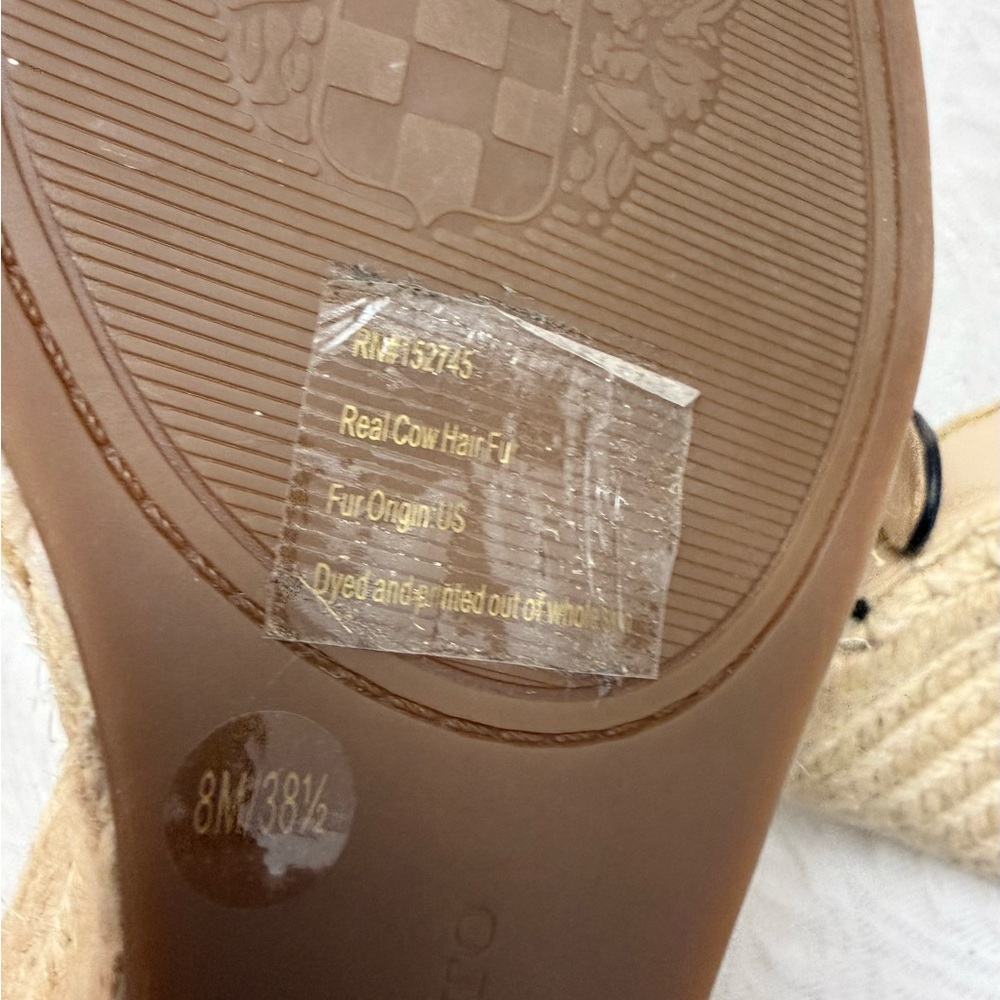 Vince Camuto Leera Espadrille Wedge Sandal Natural Leopard Calf Hair Size 8 - Picture 9 of 9